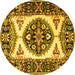 Round Persian Yellow Traditional Rug, tr1512yw