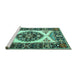 Sideview of Machine Washable Persian Turquoise Traditional Area Rugs, wshtr1512turq