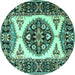 Round Machine Washable Persian Turquoise Traditional Area Rugs, wshtr1512turq