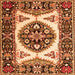 Round Machine Washable Persian Orange Traditional Area Rugs, wshtr1512org