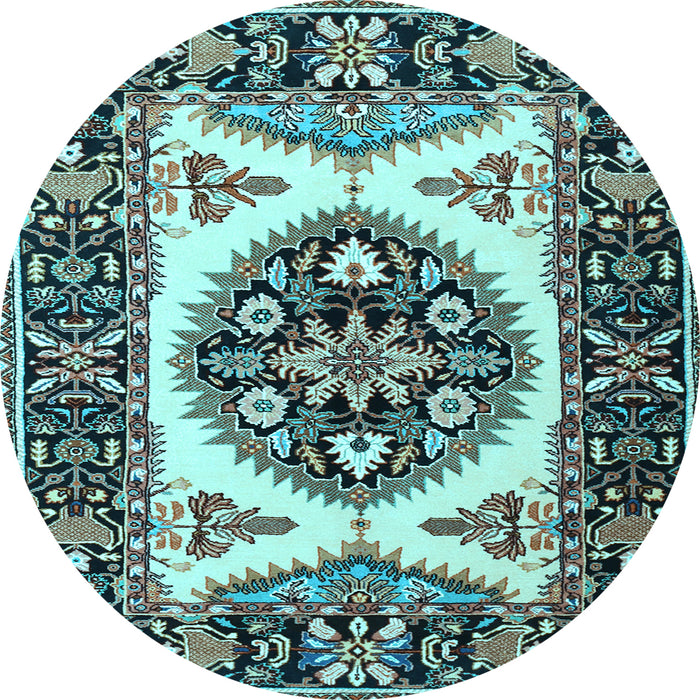Round Machine Washable Persian Light Blue Traditional Rug, wshtr1512lblu