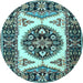 Round Machine Washable Persian Light Blue Traditional Rug, wshtr1512lblu