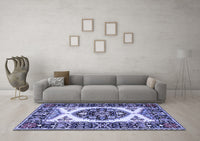 Machine Washable Persian Blue Traditional Rug, wshtr1512blu