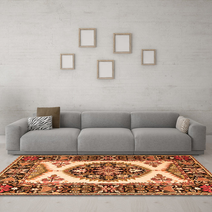 Machine Washable Persian Orange Traditional Area Rugs in a Living Room, wshtr1512org
