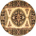 Round Persian Brown Traditional Rug, tr1512brn