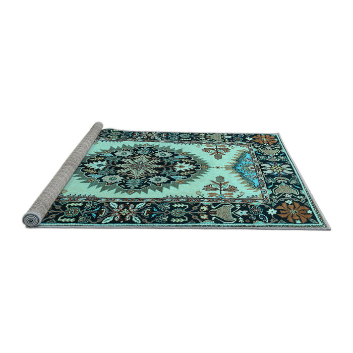 Sideview of Machine Washable Persian Light Blue Traditional Rug, wshtr1512lblu
