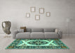 Machine Washable Persian Turquoise Traditional Area Rugs in a Living Room,, wshtr1512turq