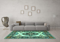 Machine Washable Persian Turquoise Traditional Rug, wshtr1512turq