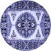 Round Machine Washable Persian Blue Traditional Rug, wshtr1512blu