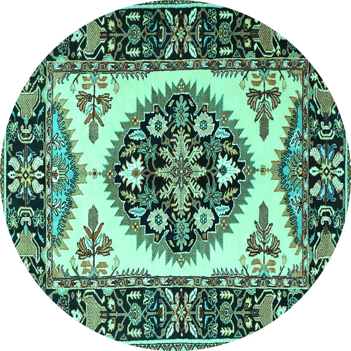 Round Persian Turquoise Traditional Rug, tr1512turq