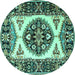 Round Persian Turquoise Traditional Rug, tr1512turq