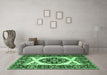 Machine Washable Persian Emerald Green Traditional Area Rugs in a Living Room,, wshtr1512emgrn