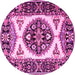 Round Machine Washable Persian Pink Traditional Rug, wshtr1512pnk