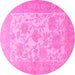 Round Persian Pink Traditional Rug, tr1513pnk