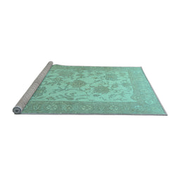 Sideview of Machine Washable Persian Light Blue Traditional Rug, wshtr1513lblu