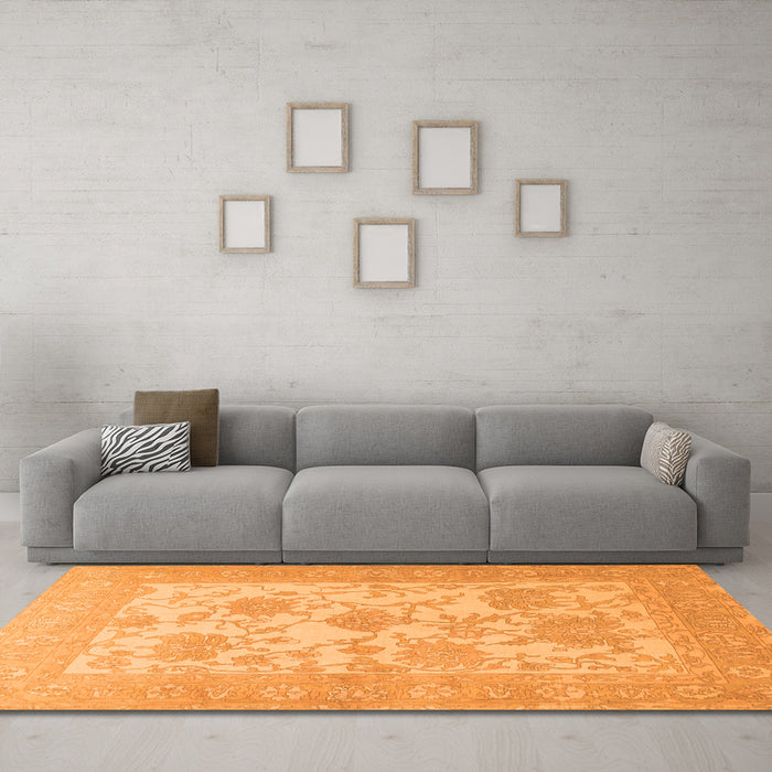 Machine Washable Persian Orange Traditional Area Rugs in a Living Room, wshtr1513org