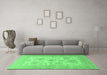 Machine Washable Persian Emerald Green Traditional Area Rugs in a Living Room,, wshtr1513emgrn