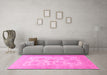 Machine Washable Persian Pink Traditional Rug in a Living Room, wshtr1513pnk