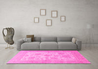 Machine Washable Persian Pink Traditional Rug, wshtr1513pnk