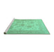 Sideview of Machine Washable Persian Turquoise Traditional Area Rugs, wshtr1513turq