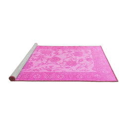 Sideview of Machine Washable Persian Pink Traditional Rug, wshtr1513pnk