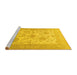 Sideview of Machine Washable Persian Yellow Traditional Rug, wshtr1513yw
