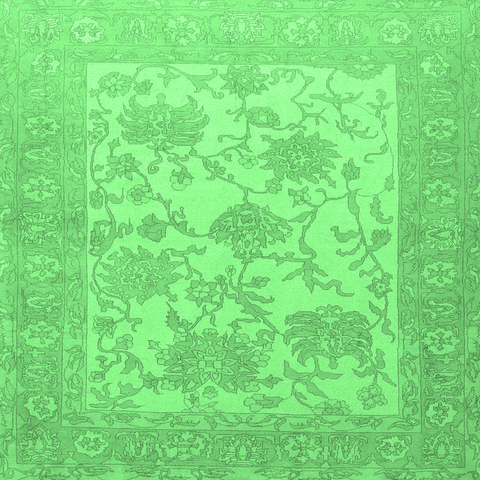 Square Machine Washable Persian Emerald Green Traditional Area Rugs, wshtr1513emgrn