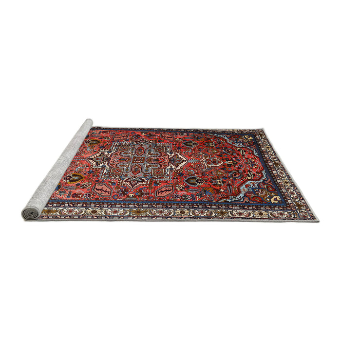Sideview of Machine Washable Traditional Saffron Red Rug, wshtr1514