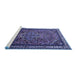 Sideview of Machine Washable Medallion Blue Traditional Rug, wshtr1514blu