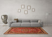 Machine Washable Medallion Orange Traditional Area Rugs in a Living Room, wshtr1514org