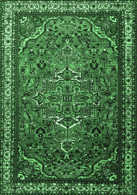 Medallion Emerald Green Traditional Rug, tr1514emgrn