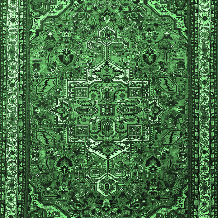 Machine Washable Medallion Emerald Green Traditional Area Rugs, wshtr1514emgrn