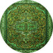 Machine Washable Medallion Green Traditional Area Rugs, wshtr1514grn