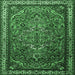 Square Medallion Emerald Green Traditional Rug, tr1514emgrn