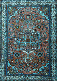 Medallion Light Blue Traditional Rug, tr1514lblu