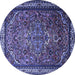 Round Medallion Blue Traditional Rug, tr1514blu