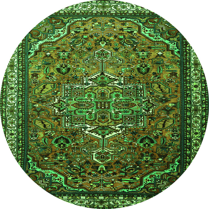 Square Medallion Green Traditional Rug, tr1514grn