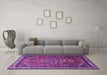 Machine Washable Medallion Purple Traditional Area Rugs in a Living Room, wshtr1514pur