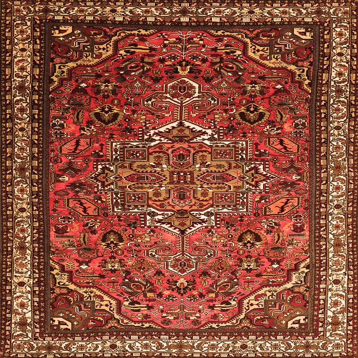 Serging Thickness of Medallion Orange Traditional Rug, tr1514org