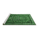 Sideview of Machine Washable Medallion Emerald Green Traditional Area Rugs, wshtr1514emgrn