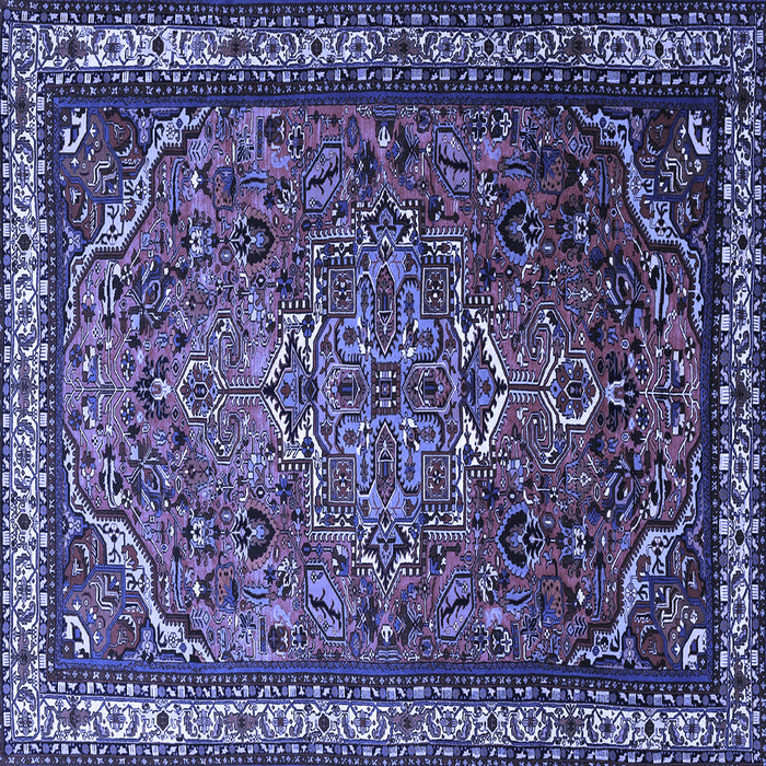 Square Medallion Blue Traditional Rug, tr1514blu