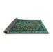 Sideview of Medallion Turquoise Traditional Rug, tr1514turq