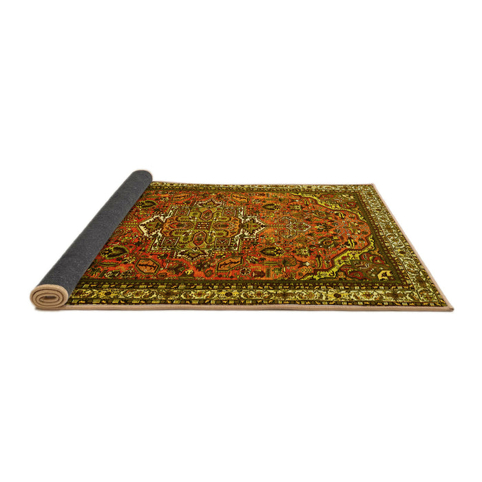 Sideview of Medallion Yellow Traditional Rug, tr1514yw