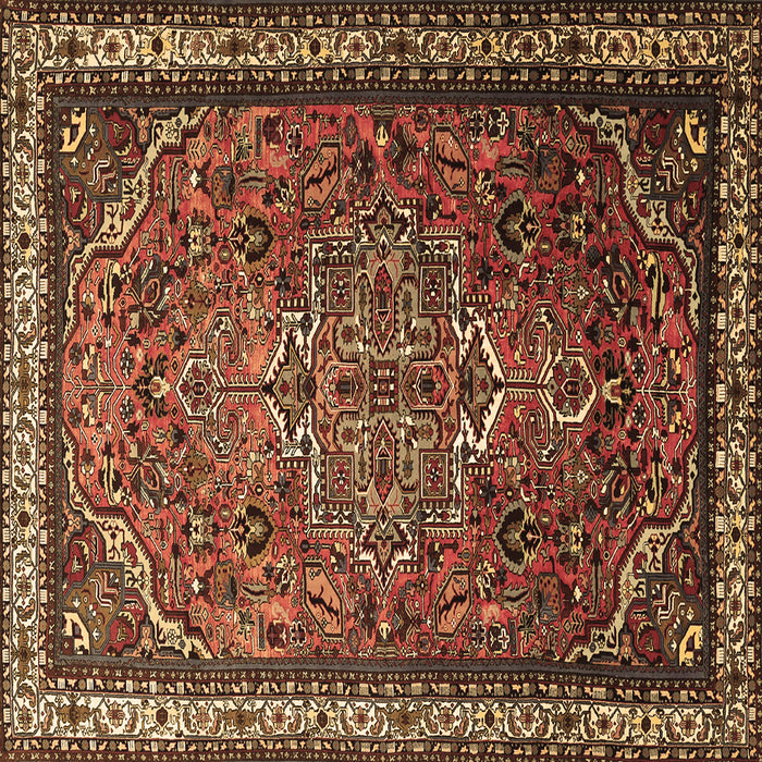 Square Medallion Brown Traditional Rug, tr1514brn