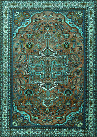 Medallion Turquoise Traditional Rug, tr1514turq