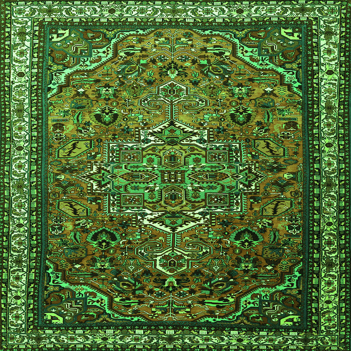 Serging Thickness of Medallion Green Traditional Rug, tr1514grn