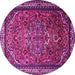 Round Machine Washable Medallion Pink Traditional Rug, wshtr1514pnk