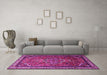 Machine Washable Medallion Pink Traditional Rug in a Living Room, wshtr1514pnk