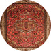 Machine Washable Medallion Orange Traditional Area Rugs, wshtr1514org