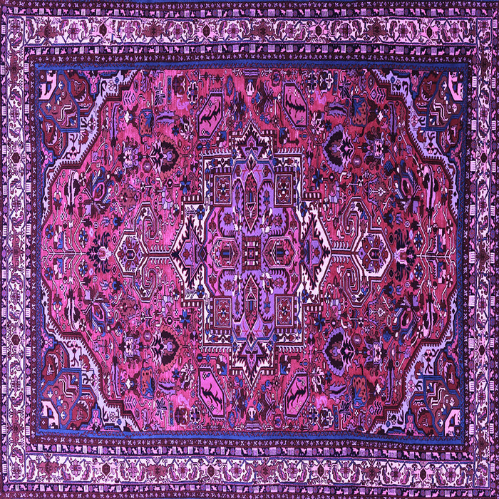 Square Machine Washable Medallion Purple Traditional Area Rugs, wshtr1514pur